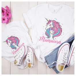   Cuki unikornisos Anyák napi póló szett - Mamacorn/Babacorn - névvel