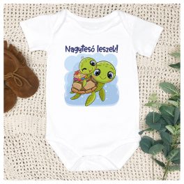  Nagytesó leszek! - cuki teknős mintával bababody / gyerekpóló