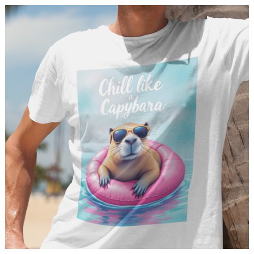 chill like a capybara egyedi nyári férfi póló napszemüveges capybarával