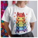 Női póló cicás mintával - trendi macskás dizájn