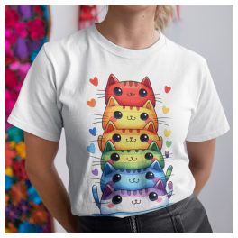 Női póló cicás mintával - trendi macskás dizájn