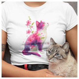 Cicás női pamut póló macska mintával