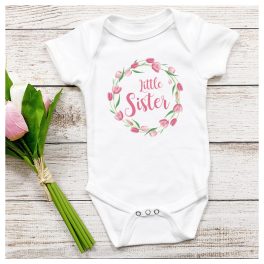   Little Sister - tulipános - feliratos body/póló - a legcukibb kishúgnak :)