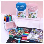 36 db-os akril filctoll készlet színezhető mintás tasakban