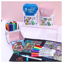   36 db-os akril filctoll készlet színezhető mintás tasakban