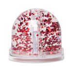 Egyedi fényképes fotógömb hógömb - piros szívekkel