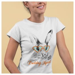   Napszemüveges nyuszi - Húsvéti női póló - egyedi felirattal