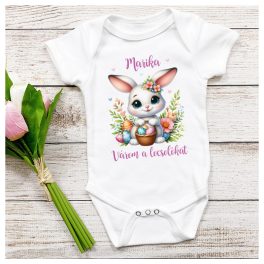   Nyuszis húsvéti body / gy. póló - Várom a locsolókat - felirattal - saját névvel 