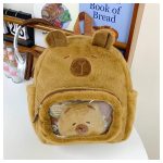 Puha, cuki hátizsák átlátszó zsebbel és kivehető capybara figurával