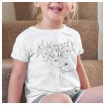 Karácsonyi csodaszarvas mintás gyerek póló, baba body – saját névvel - fotózáshoz is tökéletes