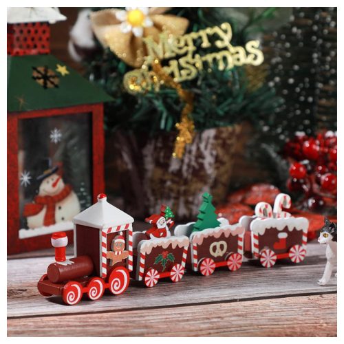 Karácsonyi vonat - festett fa vonat