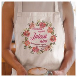   Kötény - virágos mintával és saját névvel, egyedi felirattal