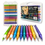 12 darabos metál filctoll készlet csillogó színekben rajzoláshoz