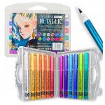 12 darabos metál filctoll készlet csillogó színekben rajzoláshoz