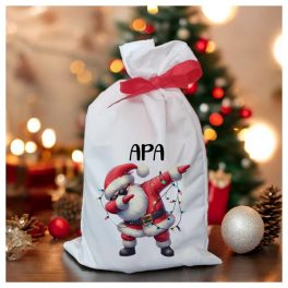 Télapó DAB mintás mikulás zsák – egyedi névre szóló mikizsák gyerekeknek felnőtteknek