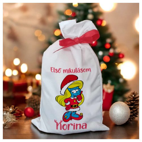 Egyedi Törpilla mikulás zsák gyerekeknek névvel