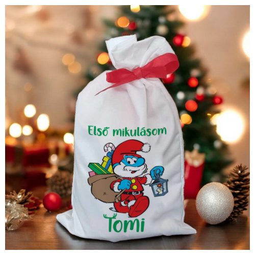 Egyedi Törpapa mikulás zsák gyerekeknek névvel