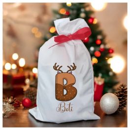 Monogramos karácsonyi mikulás zsák névvel