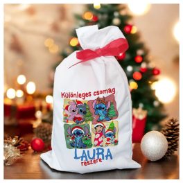 Egyedi Stitch mikulás zsák névvel gyerekeknek