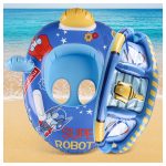 robot mintás beülős úszógumi gyerekeknek, párnázott üléssel, levehető napfénytetővel strandoláshoz