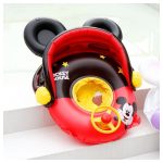 mickey mintás beülős úszógumi gyerekeknek, párnázott üléssel, levehető napfénytetővel strandoláshoz