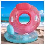 Óriás csillámos úszó fotel pohártartóval, felfújható nyári strandmatrac medencéhez