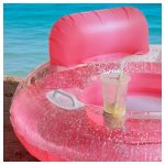 Óriás csillámos úszó fotel pohártartóval, felfújható nyári strandmatrac medencéhez