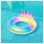 Óriás csillámos úszógumi koronás háttámlával, felfújható nyári vízi fotel medencébe