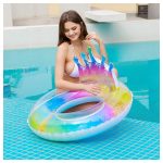 Óriás csillámos úszógumi koronás háttámlával, felfújható nyári vízi fotel medencébe