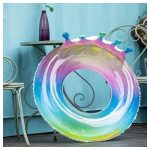 Óriás csillámos úszógumi koronás háttámlával, felfújható nyári vízi fotel medencébe