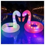 LED világítású, felfújható úszógumi flamingó hattyú formában, 120 cm-es méretben