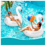 LED világítású, felfújható úszógumi flamingó hattyú formában, 120 cm-es méretben