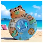 Capybara mintás beülős úszógumi gyerekeknek, párnázott üléssel, strandoláshoz