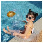 Átlátszó gyerek úszógumi kacsa mintával – nyári pancsoláshoz, strandoláshoz, biztonságos vízi játékhoz medencében