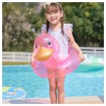 Átlátszó gyerek úszógumi kacsa mintával – nyári pancsoláshoz, strandoláshoz, biztonságos vízi játékhoz rózsaszín
