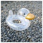 Átlátszó gyerek úszógumi kacsa mintával – nyári pancsoláshoz, strandoláshoz, biztonságos vízi játékhoz fehér