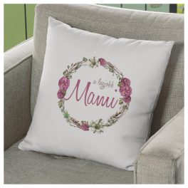   Egyedi díszpárna - Lila virágos - A legjobb Mami - felirattal 