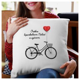   Örökre leparkoltam Nálad a szívem - feliratos biciklis párna - szerelmeseknek 