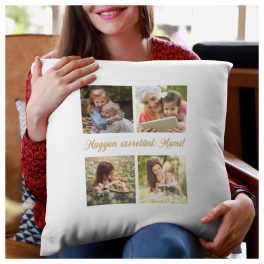   Egyedi fényképes párna - 4 saját fotóval és rövid üzenettel