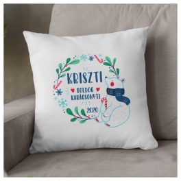   Karácsonyi párna - jegesmedve cukorpálcával mintájú és egyedi neves, feliratos 