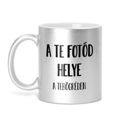 Egyedi fényképes csillámos bögre - EZÜST