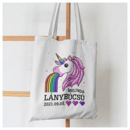  Vászonszatyor - Szivárvány hányó unikornis / Lánybúcsúra
