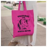 Unicorns love DEATH METAL - vicces feliatos vászonszatyor 