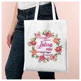   Vászonszatyor - virágos mintával és saját névvel / egyedi felirattal