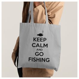   KEEP CALM and GO FISHING - felratos vászonszatyor horgászoknak 