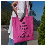 KEEP CALM and GO FISHING - felratos vászonszatyor horgászoknak 