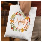 A legjobb Nagyi - feliratos vászonszatyor őszi levélkoszorú mintával 