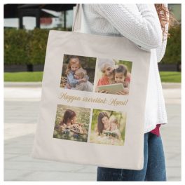   Egyedi fényképes vászonszatyor - 4 saját fotóval és rövid üzenettel 