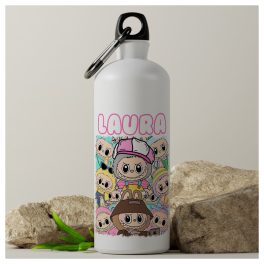 Labubu mintás alumínium kulacs saját névvel – egyedi ajándék