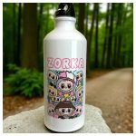 Labubu mintás alumínium kulacs saját névvel – egyedi ajándék